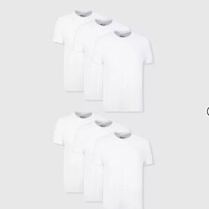 Hanes Men's Crewneck T-Shirt 6pk - White L: 100% Cotton, Lightweight, Tagless